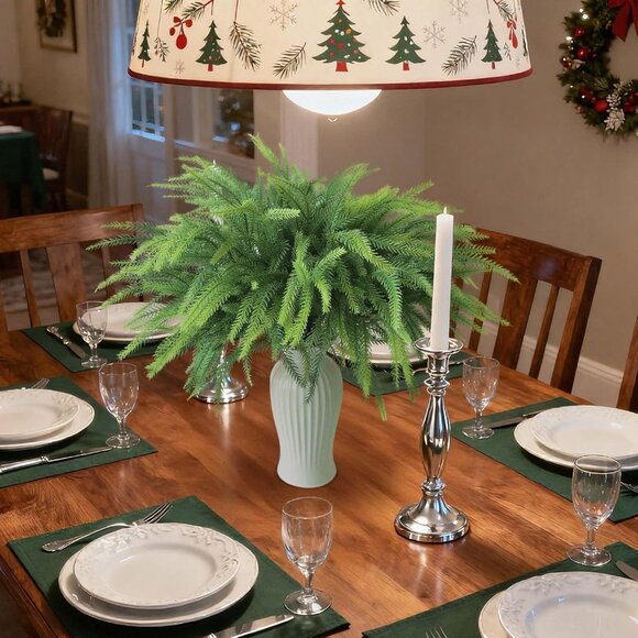 12 Pieces 18 Inch Christmas Norfolk Pine Greenery Branches Home Decorations - Picture 2 of 9